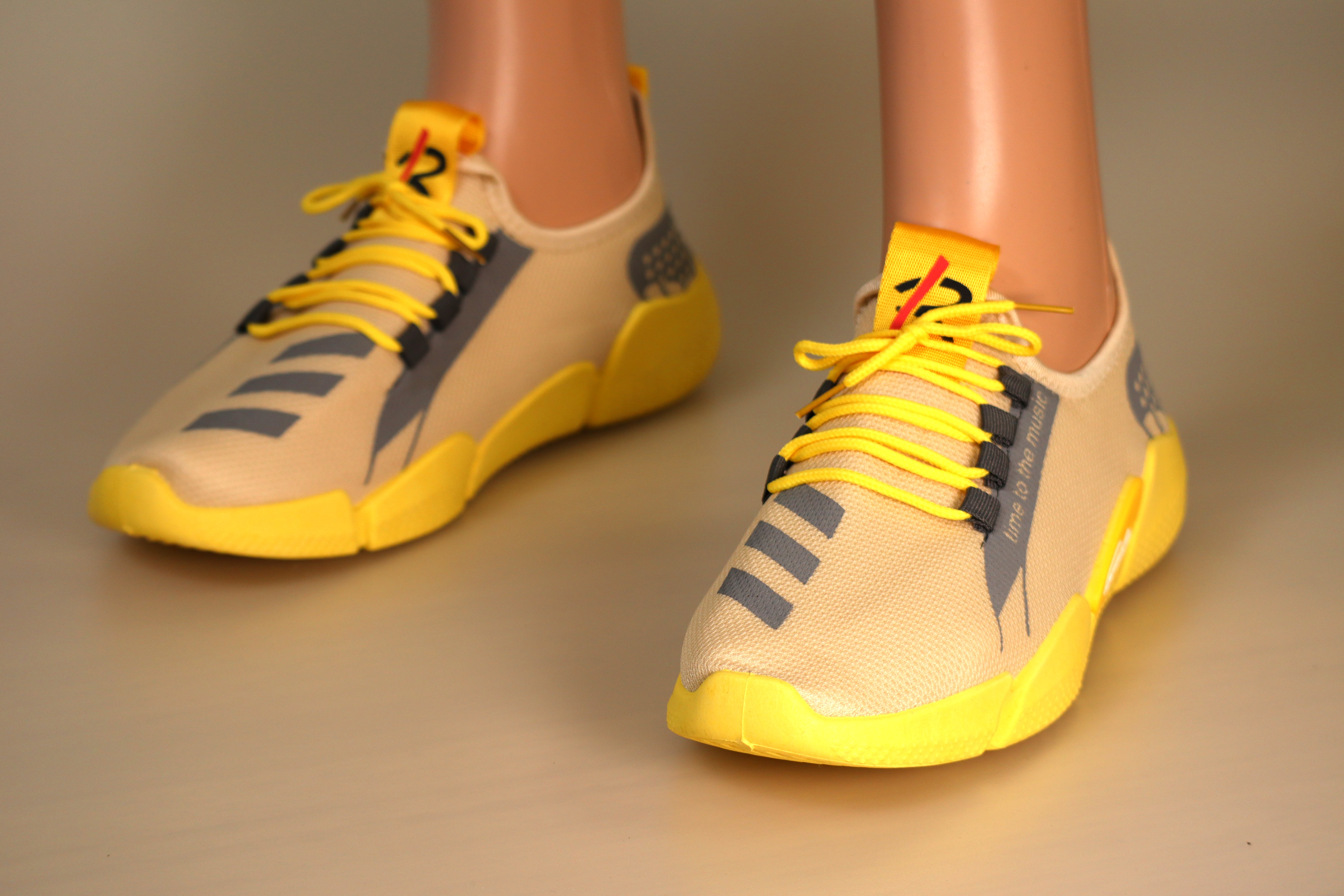 Sports, Yellow & Grey Walking Shoe – Image 2