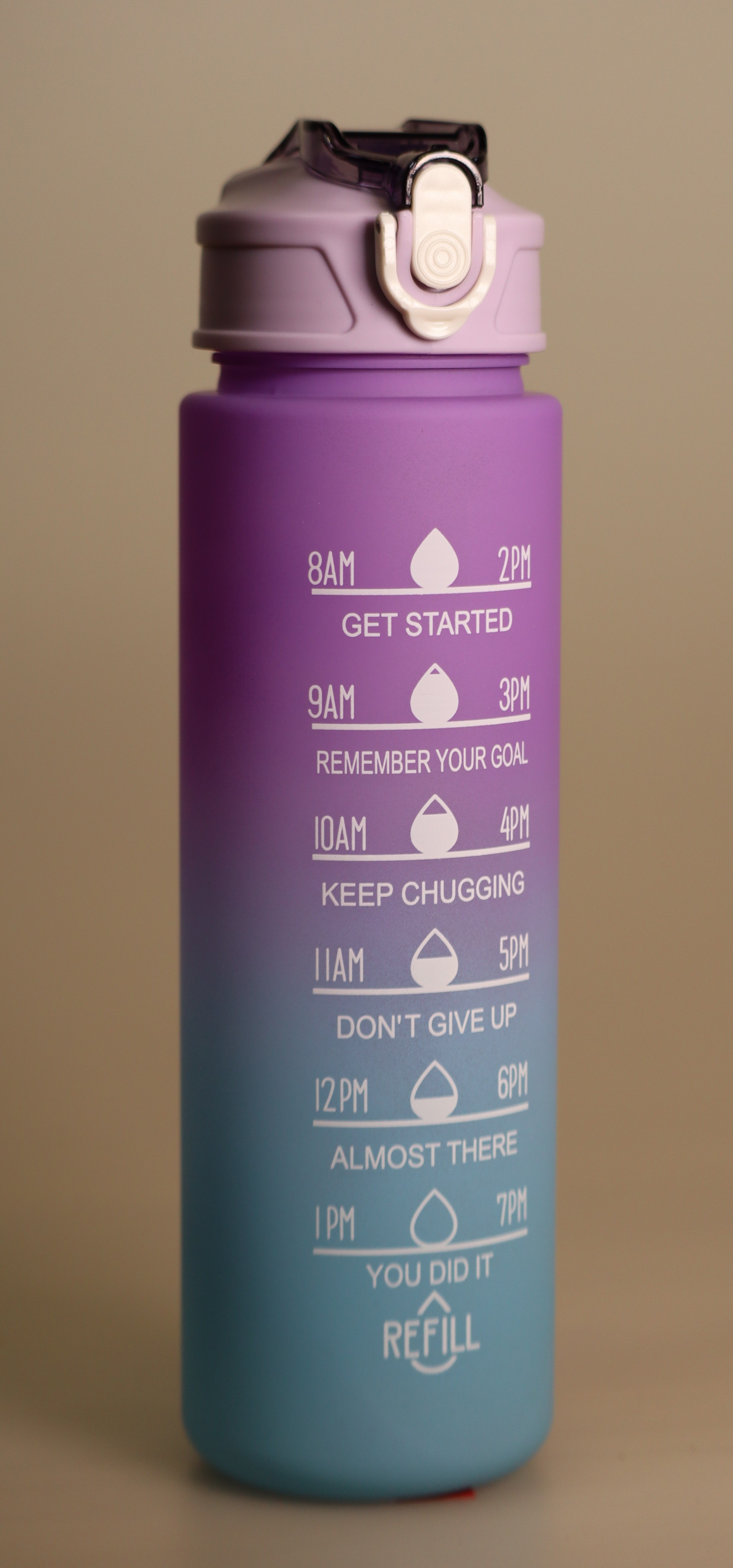 25 oz Motivational Drinking Medium Bottle – Purple Flip Top - Purple-To-Blue Gradient