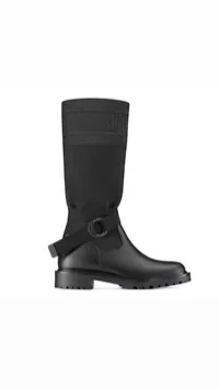 Dior Women D-Major Boot Black Technical Fabric and Calfskin – Image 1