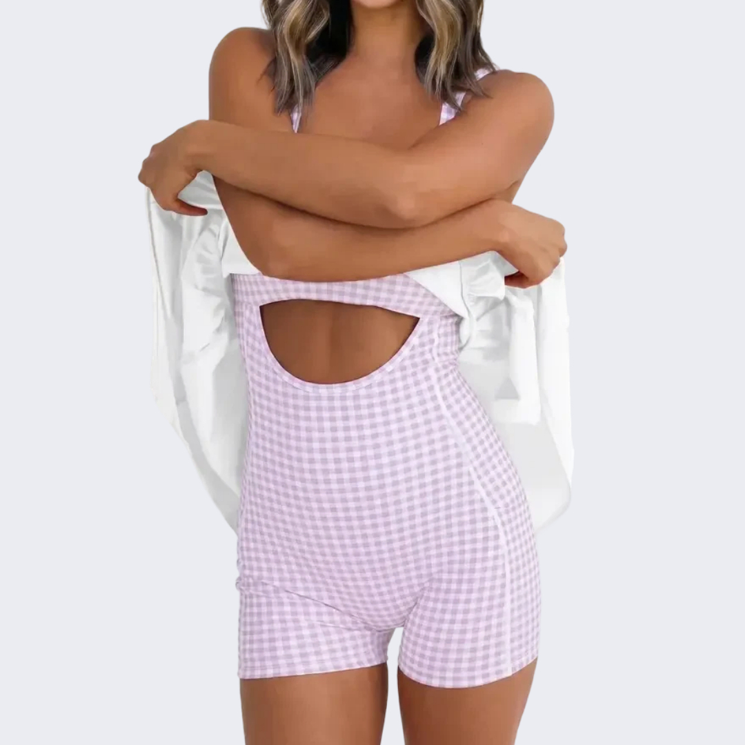 Gingham Patchwork Mini Dress – Image 2