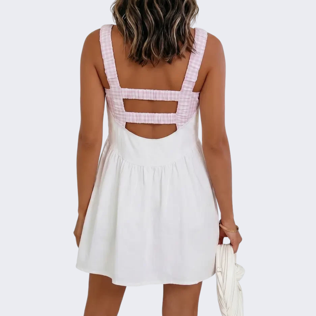 Gingham Patchwork Mini Dress – Image 3