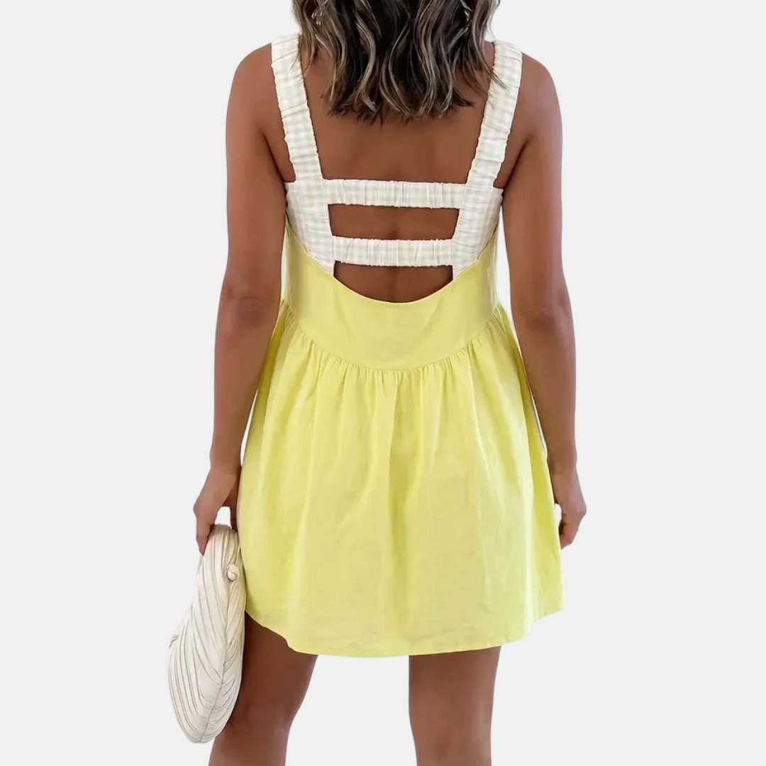 Gingham Patchwork Mini Dress – Image 6