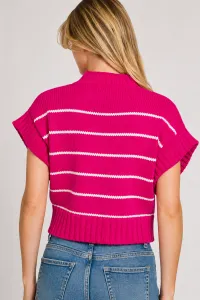 Striped Cropped Mock Neck Sweater – Image 5