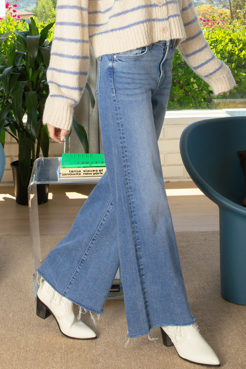 Zenana High Rise Flare Bottom Jeans – Image 2