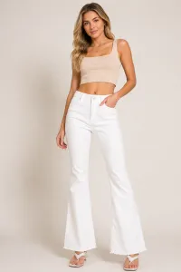 Zenana Frayed Cutoff Hem Straight Wide Pants – Image 1