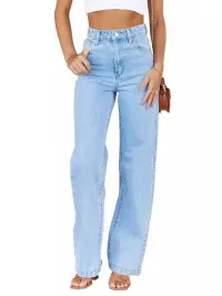 High Waist Denim Pant Straight Leg Jeans – Image 1