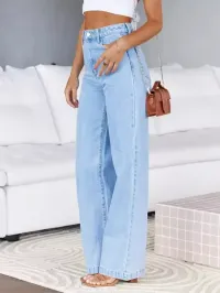 High Waist Denim Pant Straight Leg Jeans – Image 2