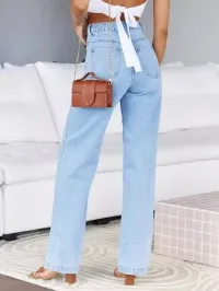 High Waist Denim Pant Straight Leg Jeans – Image 3