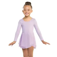 Scoop Neck Long Sleeve Leotard with Skirt – Child XS, Soft Lilac