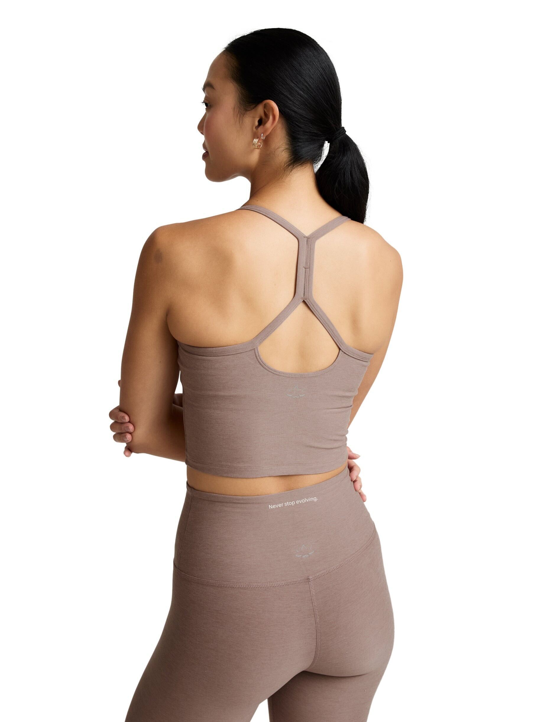 PRE-ORDER: Pvolve x Beyond Yoga Spacedye™ Caught In The Midi High Waisted Legging — Rosey Taupe Heather – Image 2