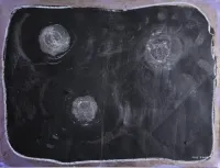 Three Moons Acrylic, texture paste on canvas 28 x 36 inches 2025 – Image 1