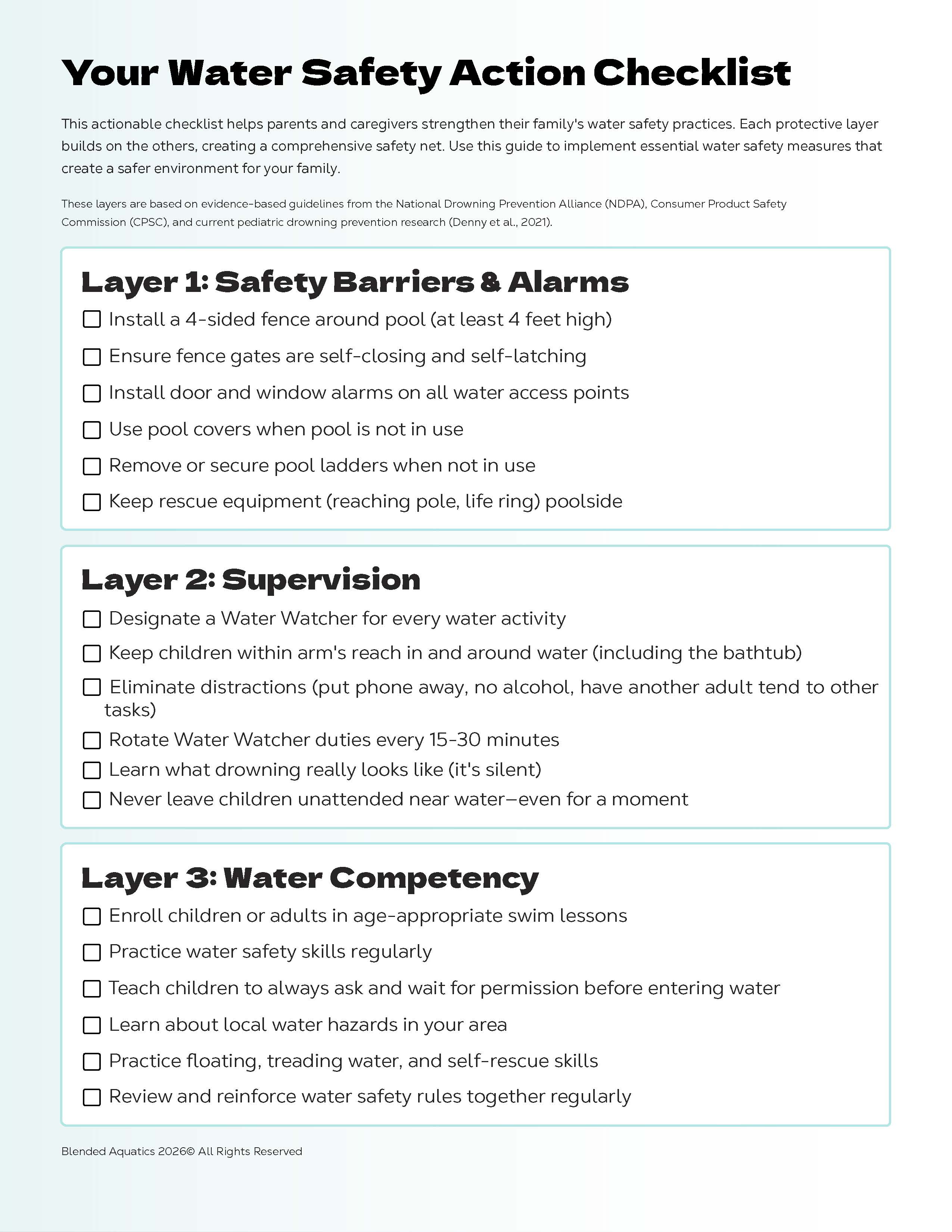 Water Safety Action Checklist – Image 2