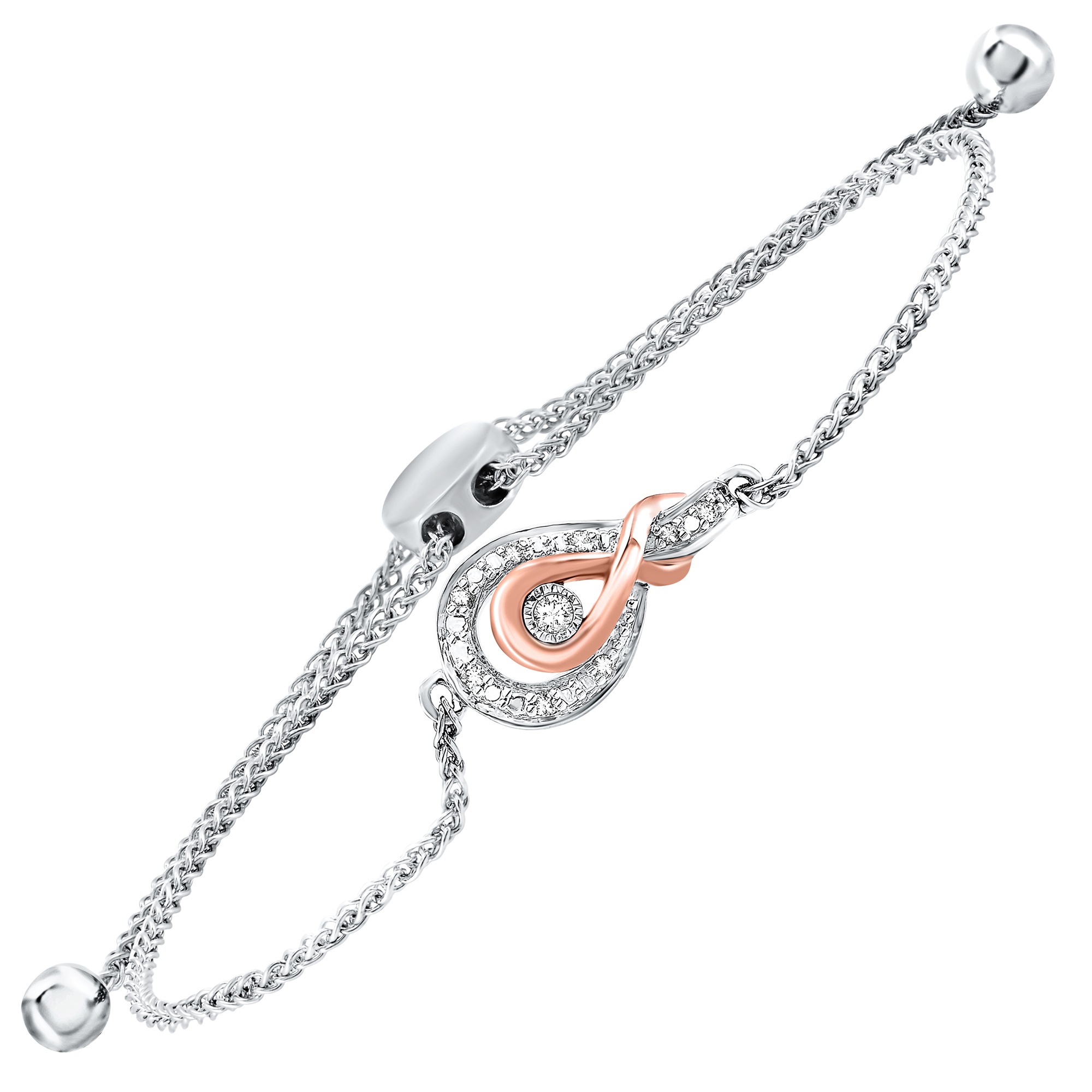 Gold Silver White Rose Diamond 1/20Ctw Bracelet BC10027-SPGSC – Image 1