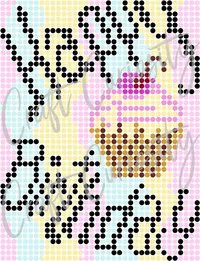 Happy Birthday Cupcake Diamond Painting Card SVG File – Image 1
