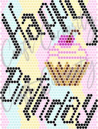 Happy Birthday Cupcake Diamond Painting Card SVG File – Image 2