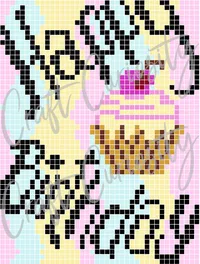Happy Birthday Cupcake Diamond Painting Card SVG File – Image 3