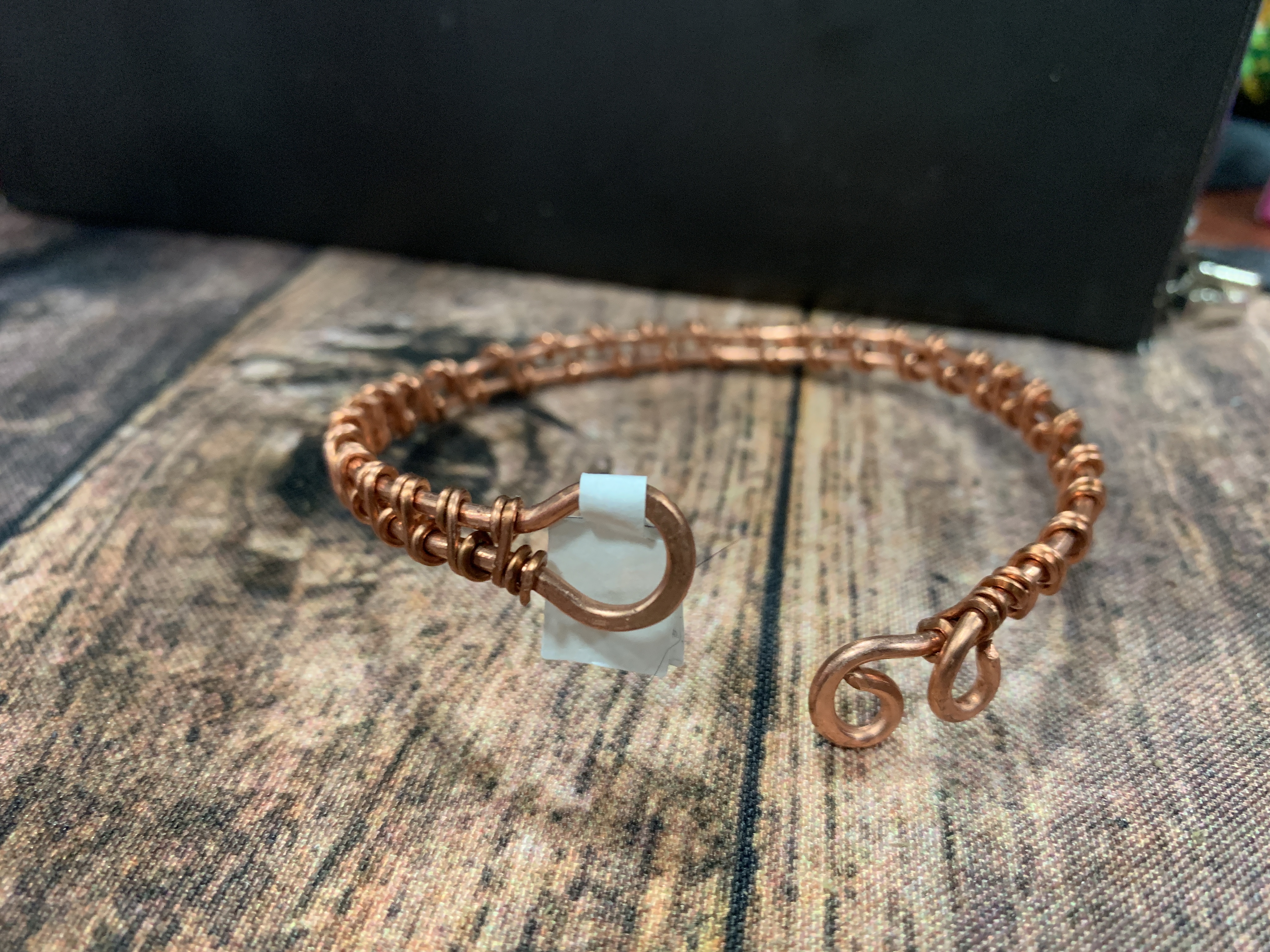 Hand-Woven Copper Wire-Wrapped Cuff Bracelet – Image 1