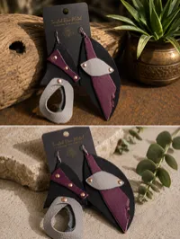 The Onyx & Plum Rebel: Leather Earrings – Image 1