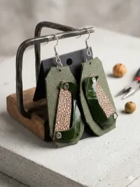 Moss & Midnight Leather Statement Earrings – Image 1