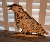 Layered Standing Raven/Crow Halloween Scene – Laser Cut DIY Kit – Image 1