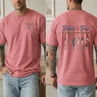 Fishin' & Free on front and back on Heather Cardinal Red Gildan Tee Shirt – Xtra Large
