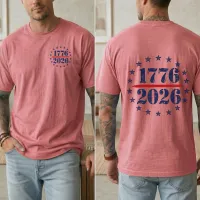 1776 2026 on Heather Cardinal Red color Gildan Tee Shirt – Medium