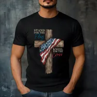 Stand for the Flag Kneel for the Cross on Black color Gildan Tee Shirt – Large