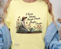I Bury Things Maybe Plants Maybe People Girl in Garden - Gildan Softstyle Tee Shirt – Small Cornsilk