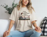 I Bury Things Maybe Plants Maybe People Girl in Garden - Gildan Softstyle Tee Shirt – Medium Sand