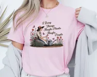 I Bury Things Maybe Plants Maybe People Girl in Garden - Gildan Softstyle Tee Shirt – Xtra Large Light Pink