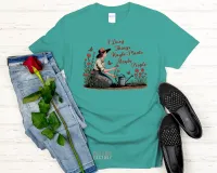 I Bury Things Maybe Plants Maybe People Girl in Garden - Gildan Softstyle Tee Shirt – Medium Jade Dome
