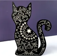 Layered Mandala Sitting Cat DIY Kit – Laser Cut Wood Craft – Image 3