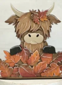 Layered Highland Cow in Fall Leaves DIY Kit – Image 1