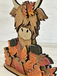 Layered Highland Cow in Fall Leaves DIY Kit – Image 4