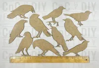 Laser Cut Crow Silhouette Embellishment Set – 10 Pieces (2 Sizes) – Image 2