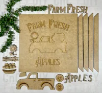 Farm Fresh Apples with Old Truck – Layered Laser Cut DIY Kit – Image 2