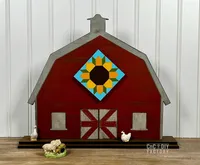 Large Interchangeable Barn Quilt Shelf Sitter – 12 Designs – Image 1
