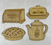  Retro Bread & Pie Magnet Set – 4-Piece DIY Set Laser Cut Layered – Image 2
