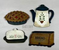  Retro Bread & Pie Magnet Set – 4-Piece DIY Set Laser Cut Layered – Image 1
