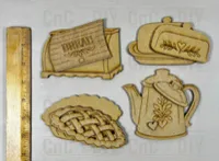  Retro Bread & Pie Magnet Set – 4-Piece DIY Set Laser Cut Layered – Image 3