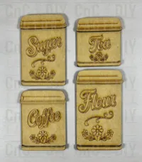Retro Canister Magnet Set – 4-Piece DIY Set Laser Cut Layered  – Image 2