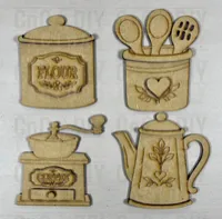 Country Kitchen Magnet Set – 4-Piece DIY Set Laser Cut Layered  – Image 2