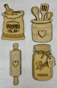 Retro Baker's Kitchen Magnet Set – 4-Piece DIY Set Laser Cut Layered – Image 2