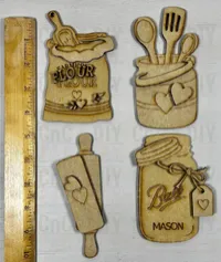 Retro Baker's Kitchen Magnet Set – 4-Piece DIY Set Laser Cut Layered – Image 3