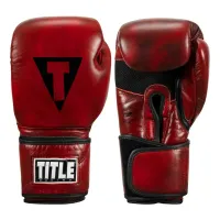 TITLE Boxing Blood Red Leather Training Gloves – Image 1