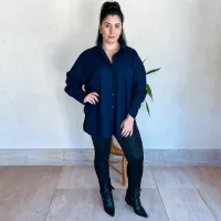 Camisa Capri Linho – Azul Marinho, Único