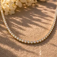 Tennis Diamond Necklace (Yellow Gold) – Image 1
