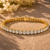 Round Diamond Tennis Bracelet (Yellow Gold) – Image 1