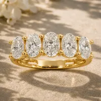 5-Stone Oval Diamond Wedding Band (Yellow Gold) – Image 1