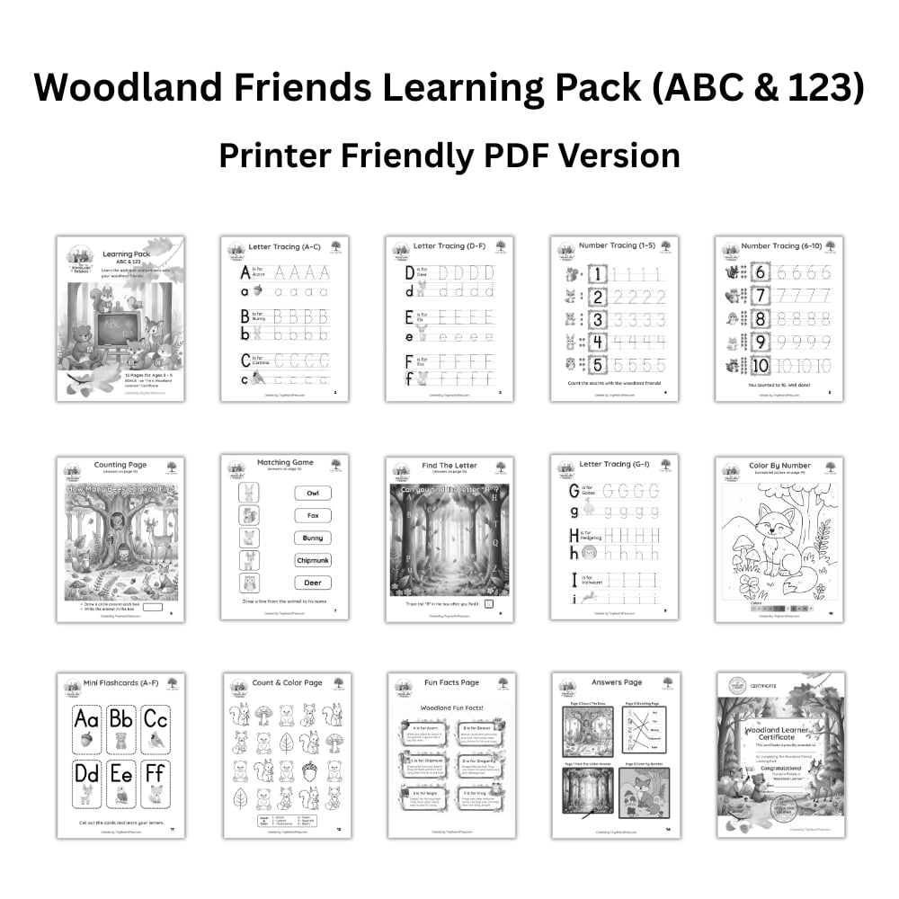 The Woodland Friends Learning Pack (ABC & 123) – Image 3